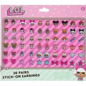 LOL Surprise Stickers Childrens Stick On Earrings 30 Pairs of Stick On Earrings